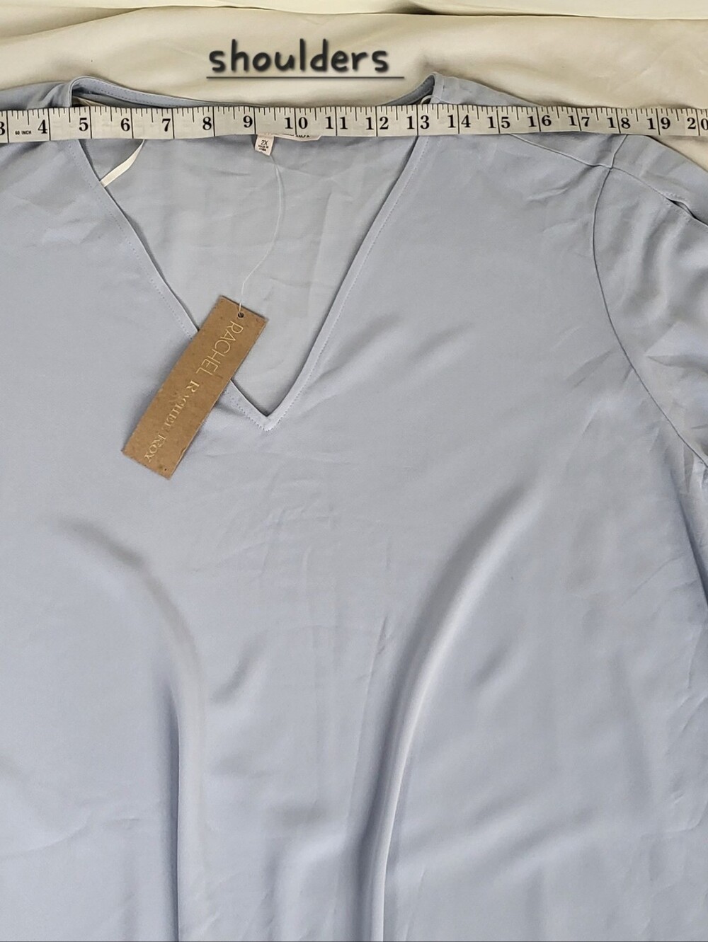 NEW Rachel Rachel Roy Blue Tie-Front Cold Shoulder Open Long Sleeve Blouse  2X - Picture 12 of 12